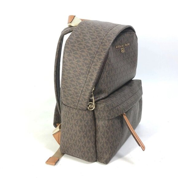 Michael Kors 30T0G04B6B Bag Monogram SLATER Backpack PVC/Leather Brown Unused - Picture 4 of 16